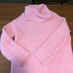 Pink Chunky Turtleneck Sweater by Anthropologie
